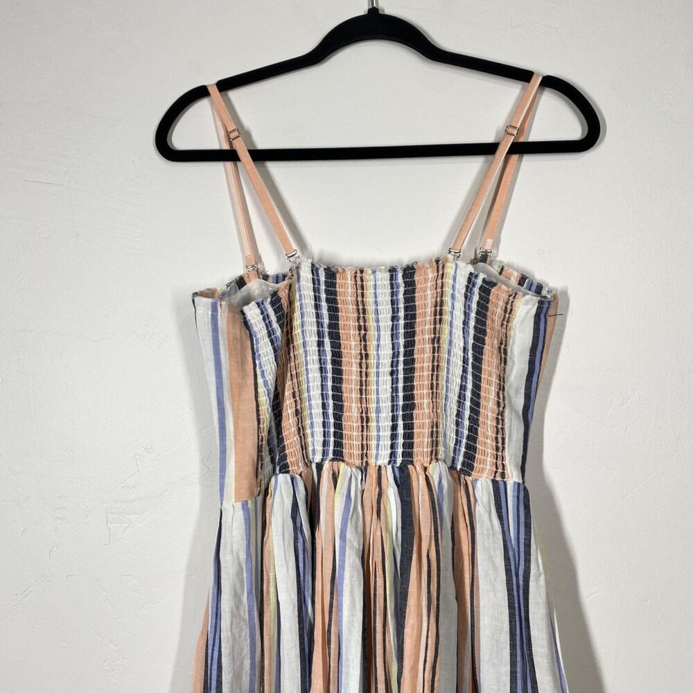 Free People Dress Womens Medium Lilah Pleated Tube Striped Sundress Cotton - Picture 11 of 12